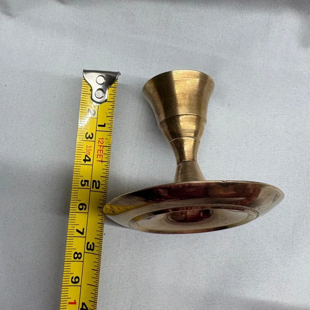 Unbranded Brass Candlestick Holders Set of 5 Gold Good Graduated Mid Century